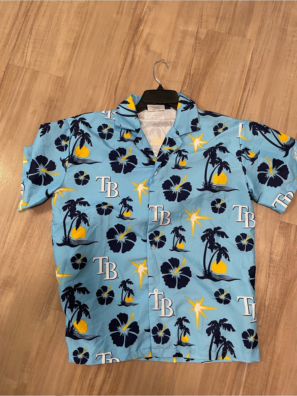 Tampa Bay Rays Baseball Light Blue Tropical Print Button-Down
